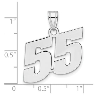 14k White Gold Polished Block Number 55 Pendant