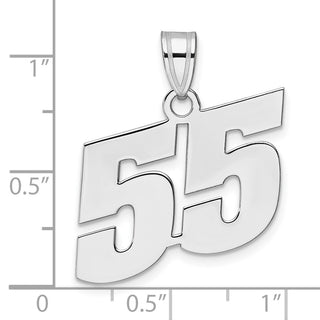 14k White Gold Polished Block Number 55 Pendant