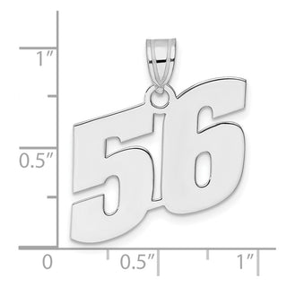 14k White Gold Polished Block Number 56 Pendant