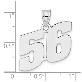 14k White Gold Polished Block Number 56 Pendant