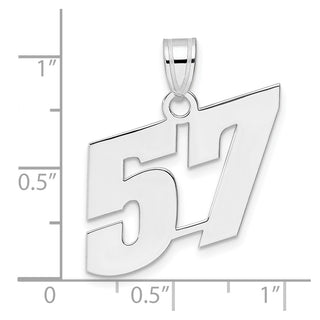 14k White Gold Polished Block Number 57 Pendant