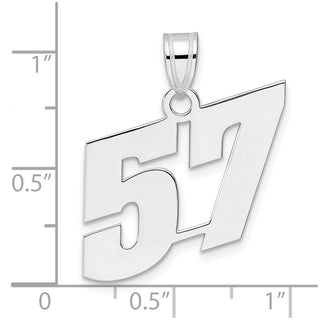 14k White Gold Polished Block Number 57 Pendant