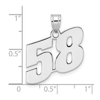 14k White Gold Polished Block Number 58 Pendant