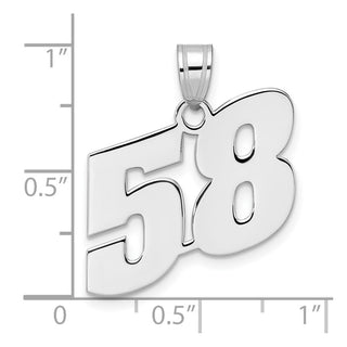14k White Gold Polished Block Number 58 Pendant