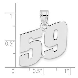 14k White Gold Polished Block Number 59 Pendant
