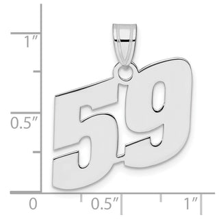 14k White Gold Polished Block Number 59 Pendant