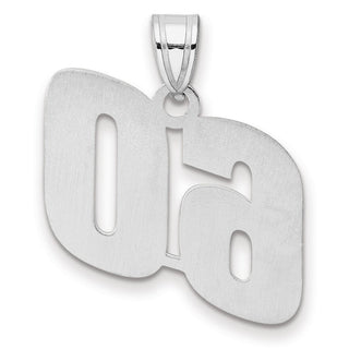 14k White Gold Polished Block Number 60 Pendant