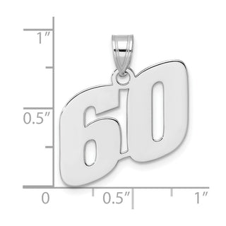 14k White Gold Polished Block Number 60 Pendant