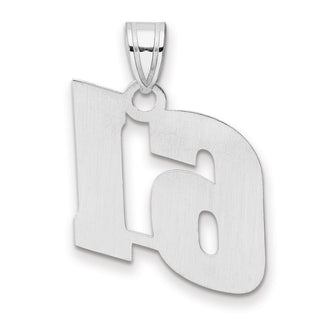 14k White Gold Polished Block Number 61 Pendant