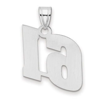 14k White Gold Polished Block Number 61 Pendant