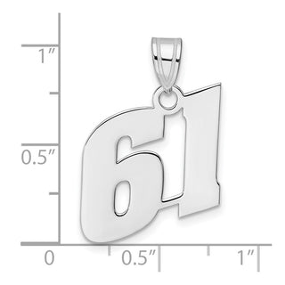 14k White Gold Polished Block Number 61 Pendant