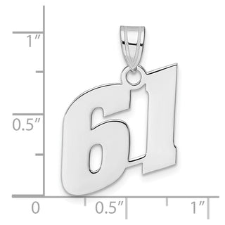 14k White Gold Polished Block Number 61 Pendant