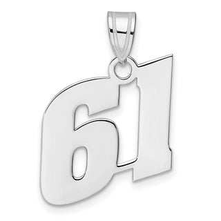 14k White Gold Polished Block Number 61 Pendant