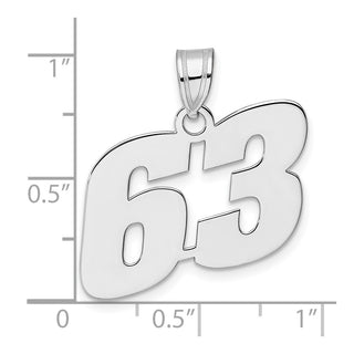 14k White Gold Polished Block Number 63 Pendant