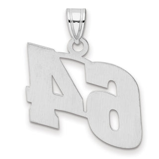 14k White Gold Polished Block Number 64 Pendant