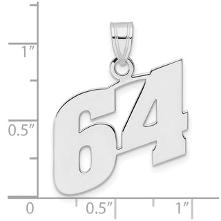 14k White Gold Polished Block Number 64 Pendant