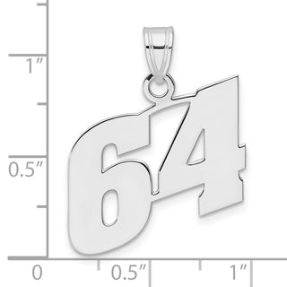 14k White Gold Polished Block Number 64 Pendant