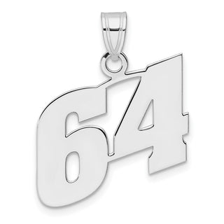 14k White Gold Polished Block Number 64 Pendant