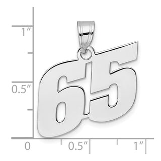 14k White Gold Polished Block Number 65 Pendant