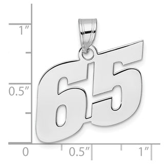 14k White Gold Polished Block Number 65 Pendant