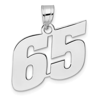 14k White Gold Polished Block Number 65 Pendant