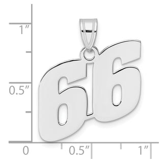 14k White Gold Polished Block Number 66 Pendant