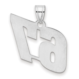14k White Gold Polished Block Number 67 Pendant