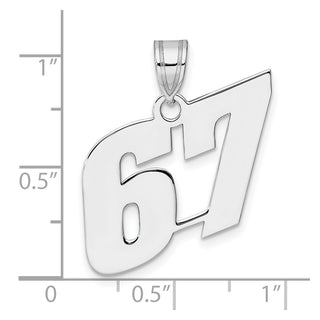 14k White Gold Polished Block Number 67 Pendant