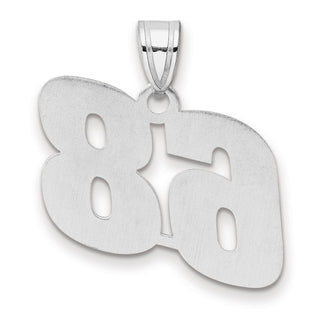 14k White Gold Polished Block Number 68 Pendant