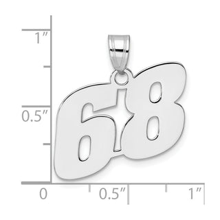 14k White Gold Polished Block Number 68 Pendant