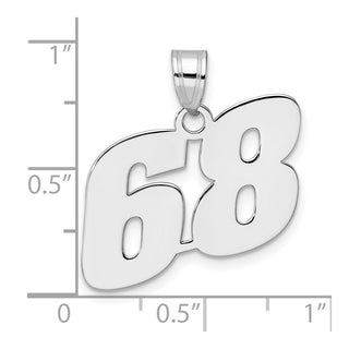 14k White Gold Polished Block Number 68 Pendant