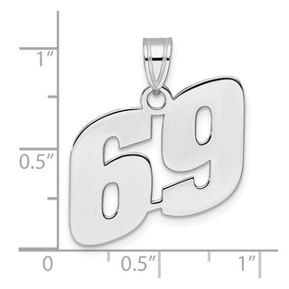 14k White Gold Polished Block Number 69 Pendant