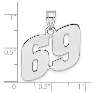 14k White Gold Polished Block Number 69 Pendant
