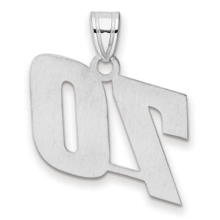 14k White Gold Polished Block Number 70 Pendant