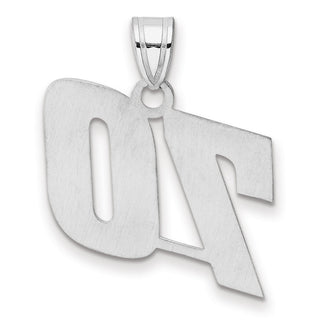 14k White Gold Polished Block Number 70 Pendant