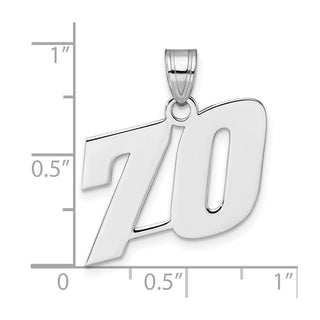 14k White Gold Polished Block Number 70 Pendant