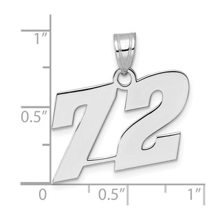 14k White Gold Polished Block Number 72 Pendant