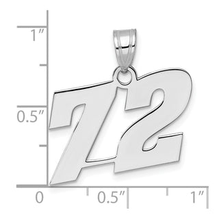 14k White Gold Polished Block Number 72 Pendant