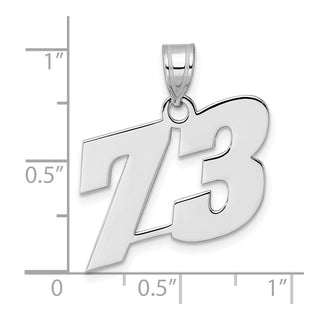 14k White Gold Polished Block Number 73 Pendant
