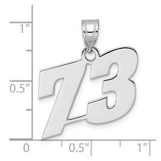 14k White Gold Polished Block Number 73 Pendant