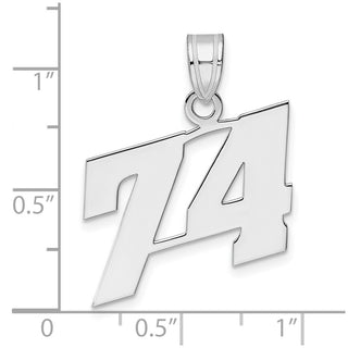 14k White Gold Polished Block Number 74 Pendant