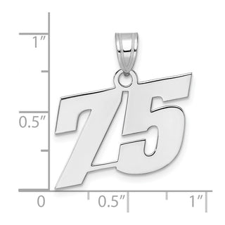 14k White Gold Polished Block Number 75 Pendant