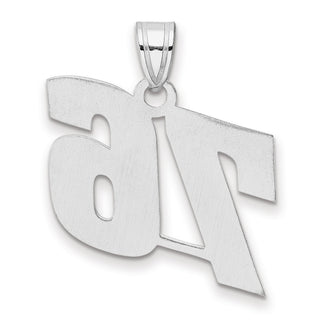 14k White Gold Polished Block Number 76 Pendant