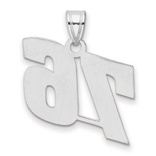 14k White Gold Polished Block Number 76 Pendant