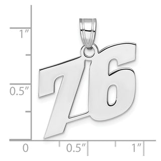 14k White Gold Polished Block Number 76 Pendant