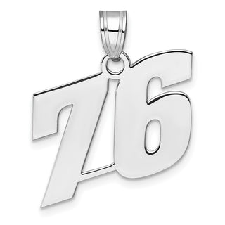 14k White Gold Polished Block Number 76 Pendant