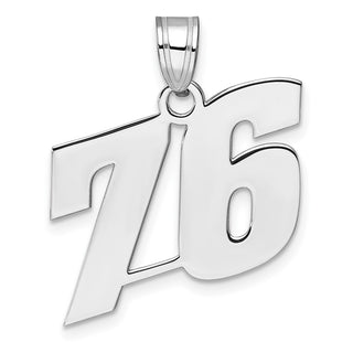 14k White Gold Polished Block Number 76 Pendant