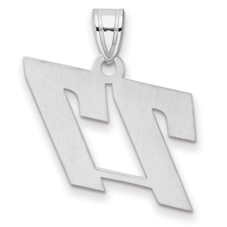 14k White Gold Polished Block Number 77 Pendant