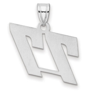 14k White Gold Polished Block Number 77 Pendant