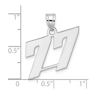 14k White Gold Polished Block Number 77 Pendant